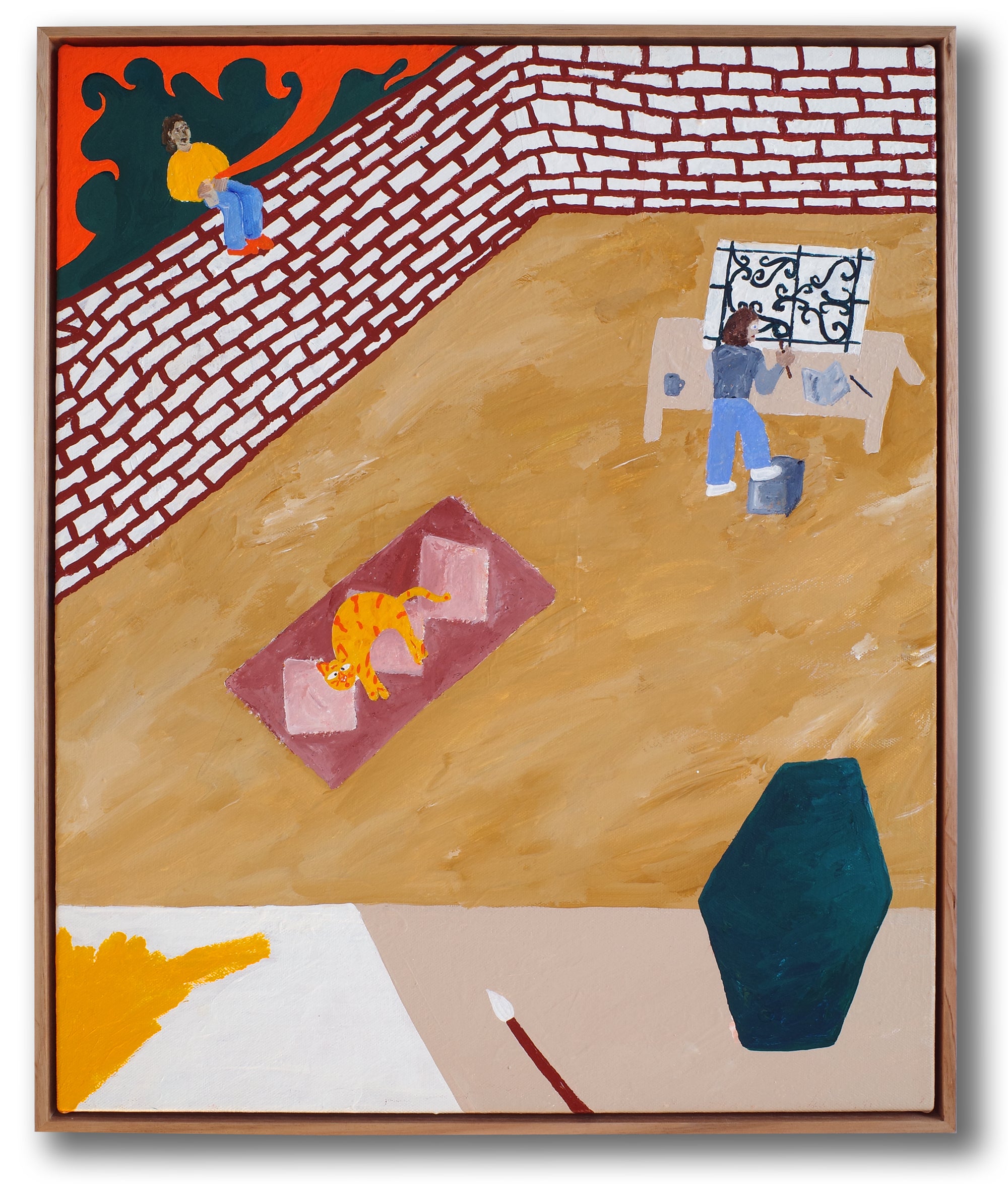 The View From the Studio Looking Down at a Rug and a Painting of a Window from Margaret Olley's Studio on its Side, 2021