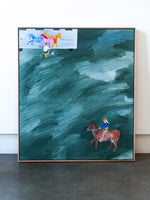 Load image into Gallery viewer, A painting about horses being painted by people (Lisabel and a bus in Matara), 2021
